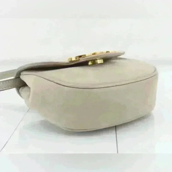 Authentic Salvatore Ferragamo Gancini Beige Suede Crossbody Bag w/COA - Picture 7 of 16
